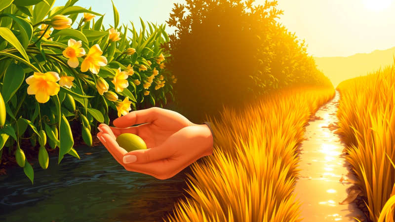 Paz orgánica en un jardín luminoso