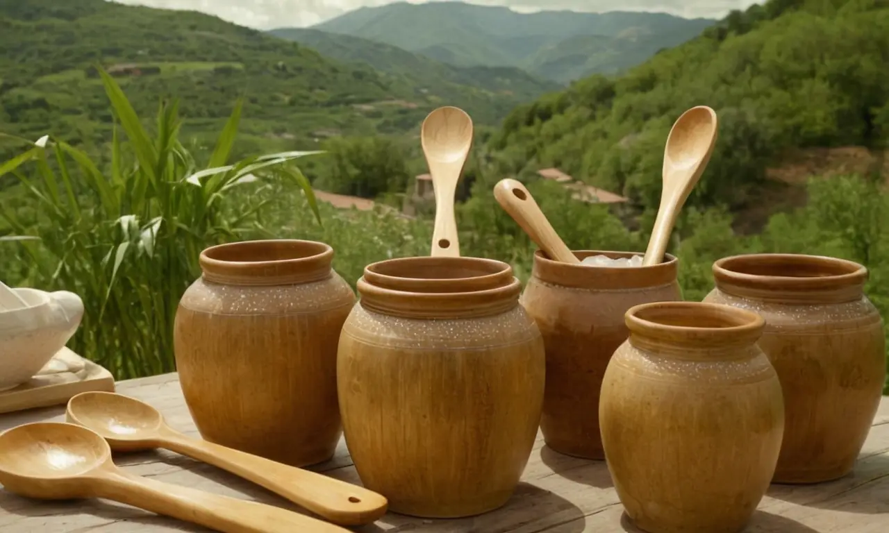 Artesanía tradicional en un paisaje rústico y vibrante