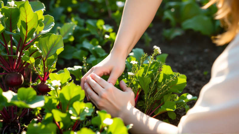 Un jardín florece con serenidad y vida
