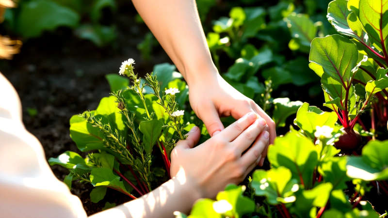 Un jardín florece con serenidad y vida