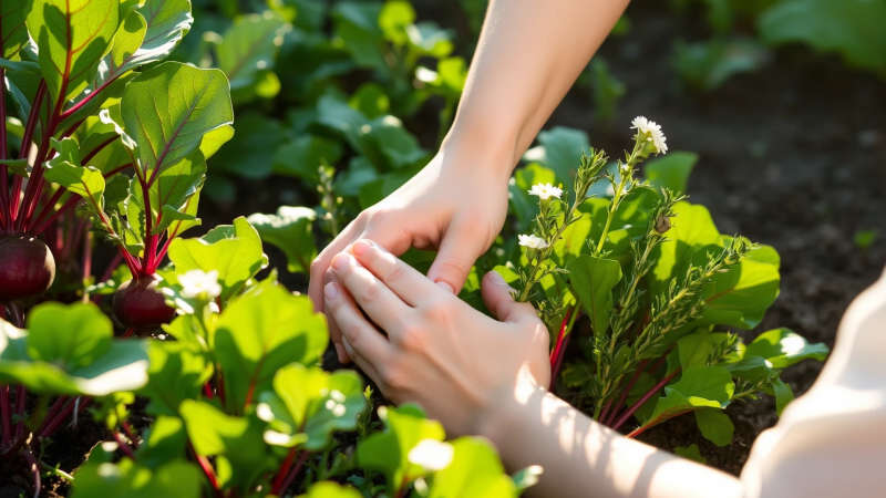 Un jardín florece con serenidad y vida
