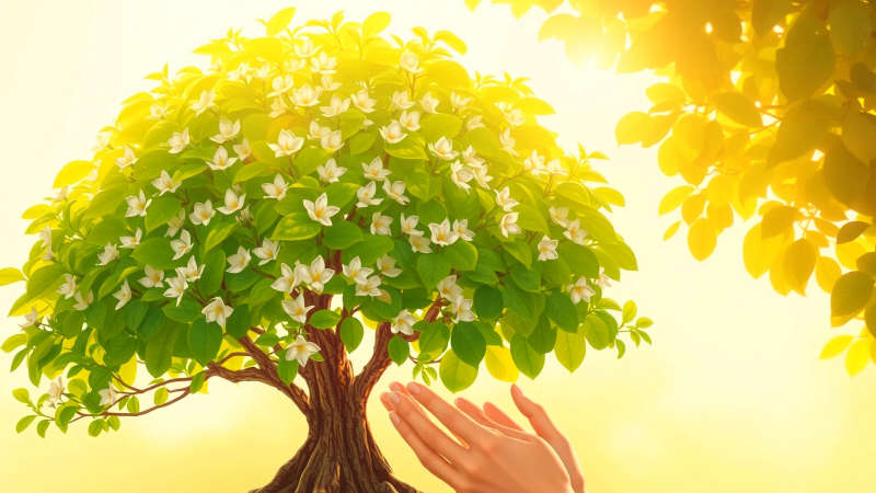 Un árbol renace en luz y armonía